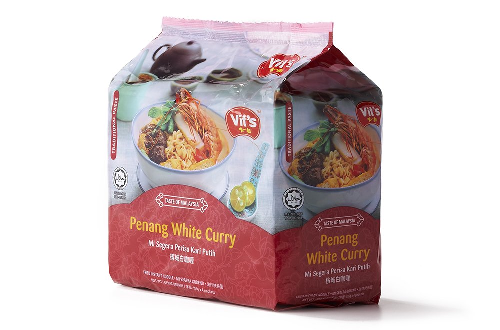 8-pack Vit's / Taste of Malaysia / Penang White Curry / Thicker Noodles Chewy Bite / Good Punch of H