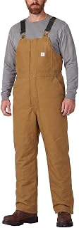 HISEA Men's Insulated Bib Overalls, Winter Water Resistant Duck Canvas Overall, Loose Fit Utility Workwear for Cold Weather