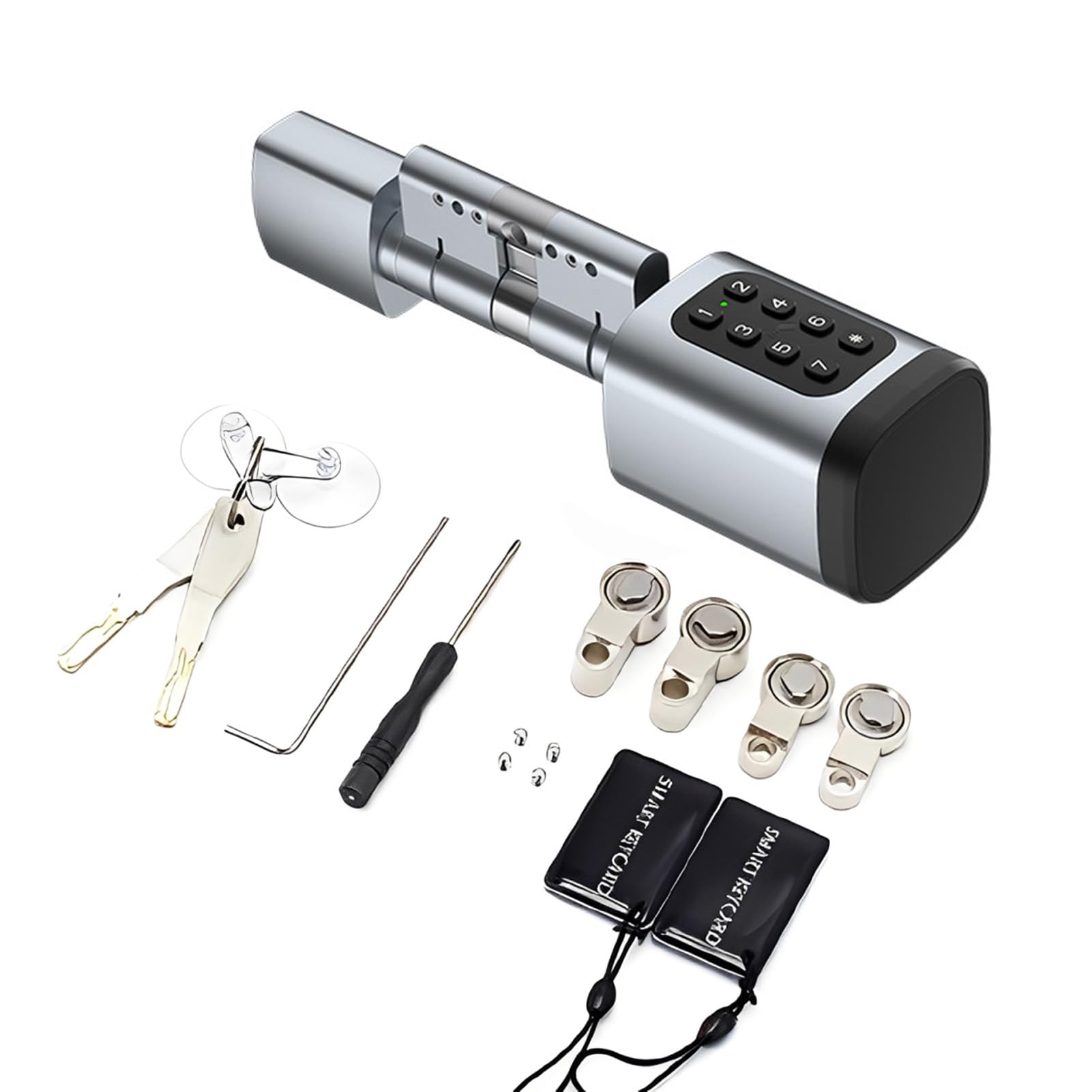 Zambuph Home Security with 2-in-1 Smart Password Fingerprint Cylinder Lock Compatible with Various Doors 2-in-1 Smart Password Fingerprint Door Lock Cylinder, Silver