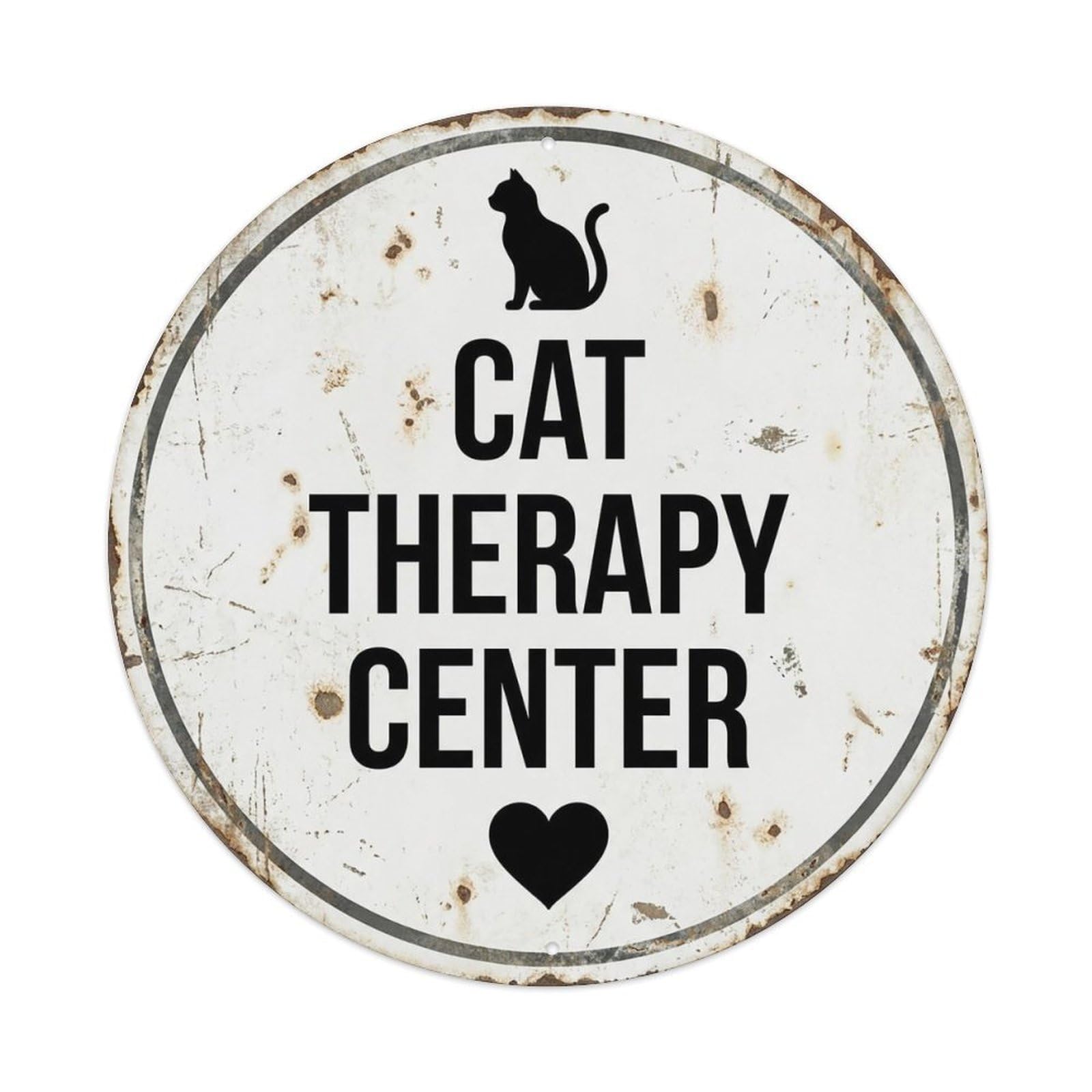 Vintage Cat Therapy Center Decor Metal Tin Sign