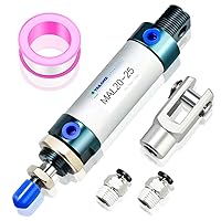 Vista 25 de TAILONZ PNEUMATIC Cilindro de Aire de 16mm Orificio 25mm Carrera de Doble Acción con Conector Y y 2 Piezas de Conexión de 6mm MAL16x25
