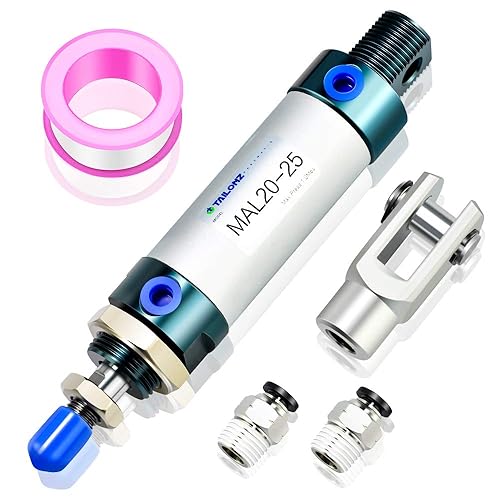 Miniatura 60 de TAILONZ PNEUMATIC Cilindro de aire de carrera de 1.260 in de diámetro de 1.969 in de doble acción con conector en Y y 2 piezas de ajuste de 0.315 in