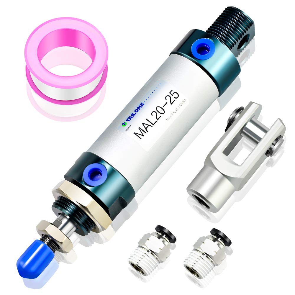 TAILONZ PNEUMATIC 25mm Bore 75mm Stroke Air Cylinder Double Action with Y Connector and 2Pcs 6mm Fitting MAL25x75 — Amazon image 25