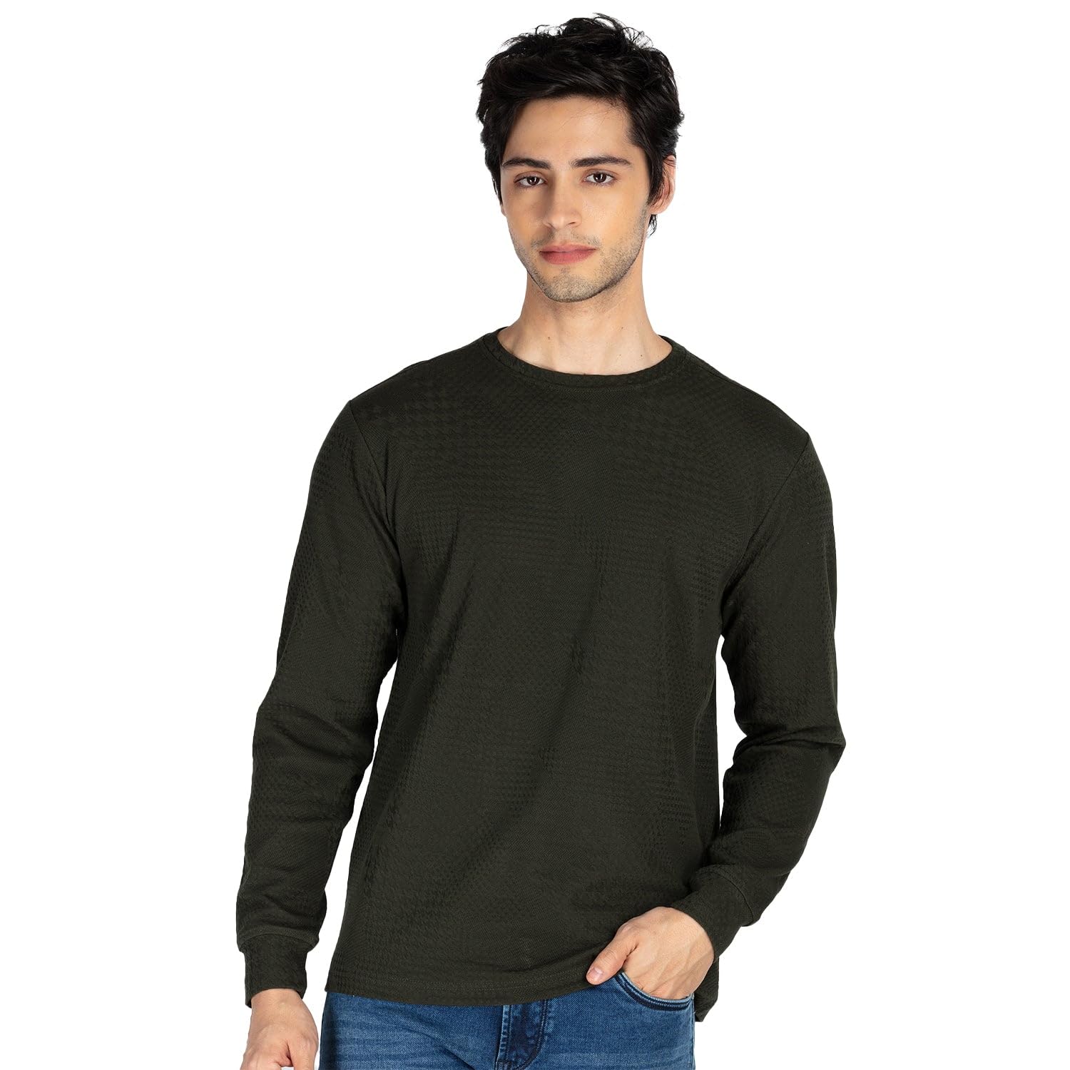 Mens Solid Lightweight Round Neck Sweatshirt-image-44