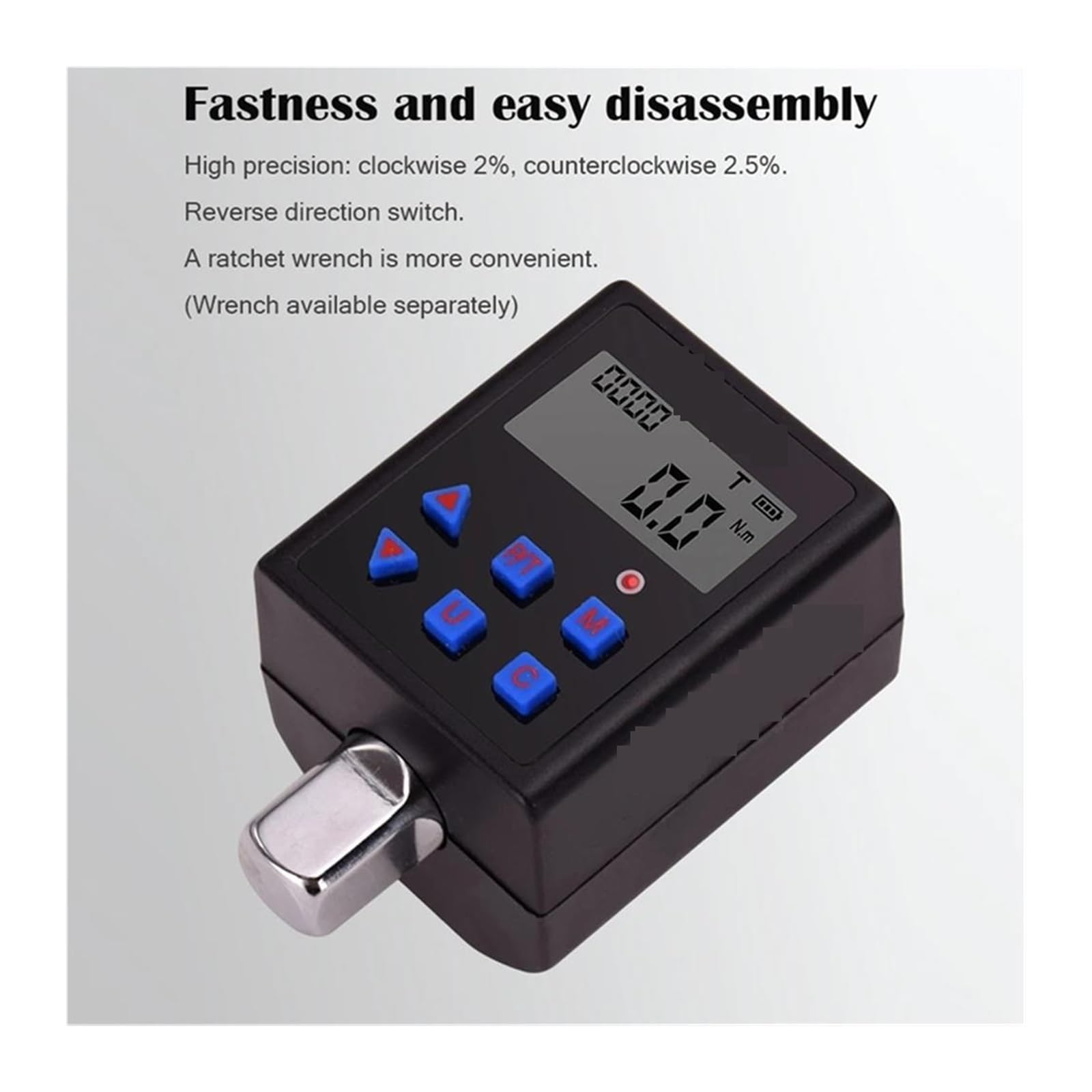 Dinamometrica Digital, Medidor de Torque Digital 0.3-340 NM Adaptador de medidor de Torque Ajustable Llave de torsión electrónica Profesional Herramientas de reparación de inspección(TQA2-030)