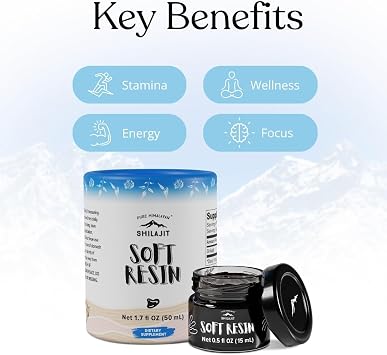 Pure Himalayan Shilajit | 100% Pure Natural Shilajit Grade A Max Potency 85+ Trace Minerals & Fulvic Acid | 3rd Party US Lab Tested | Soft Resin | 15g (15ml)