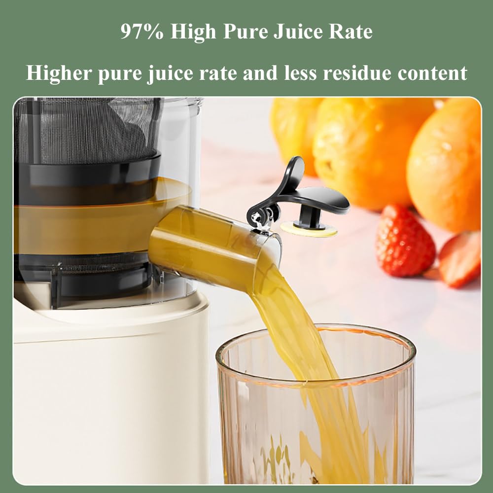 Estrattore Di Succo A Freddo,Estrattore Di Succo Di Frutta E Verdura,Grande Mangiatoia Da 7Cm,Succo Puro Al 97%,Rilascio Rapido Del Succo In 5S,Estrattore Lento Da 300W,Facile Da Pulire