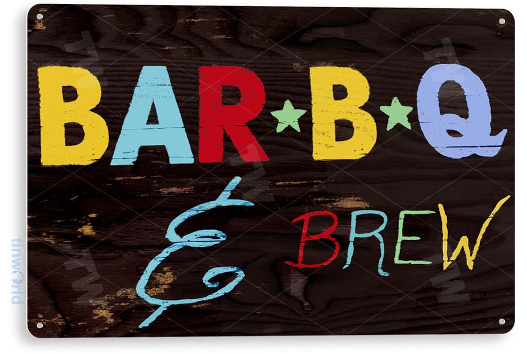 TinworldTin Sign: Bar-B-Q” Metal Decor Wall Shop Farm Brew Kitchen Cottage Store A975