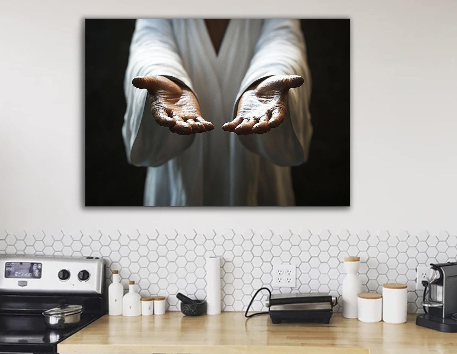 DMZPKZB Chrystus Malarstwo Dekoracja ścienna Religia, Religia Chrystusa Malarstwo Dekoracja ścienna - 50 x 70 cm oprawione (biały)