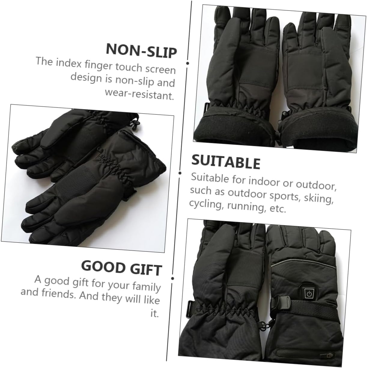 Electric Heated Gloves Touch Screen for Men Women Winter Warm Ski Gloves