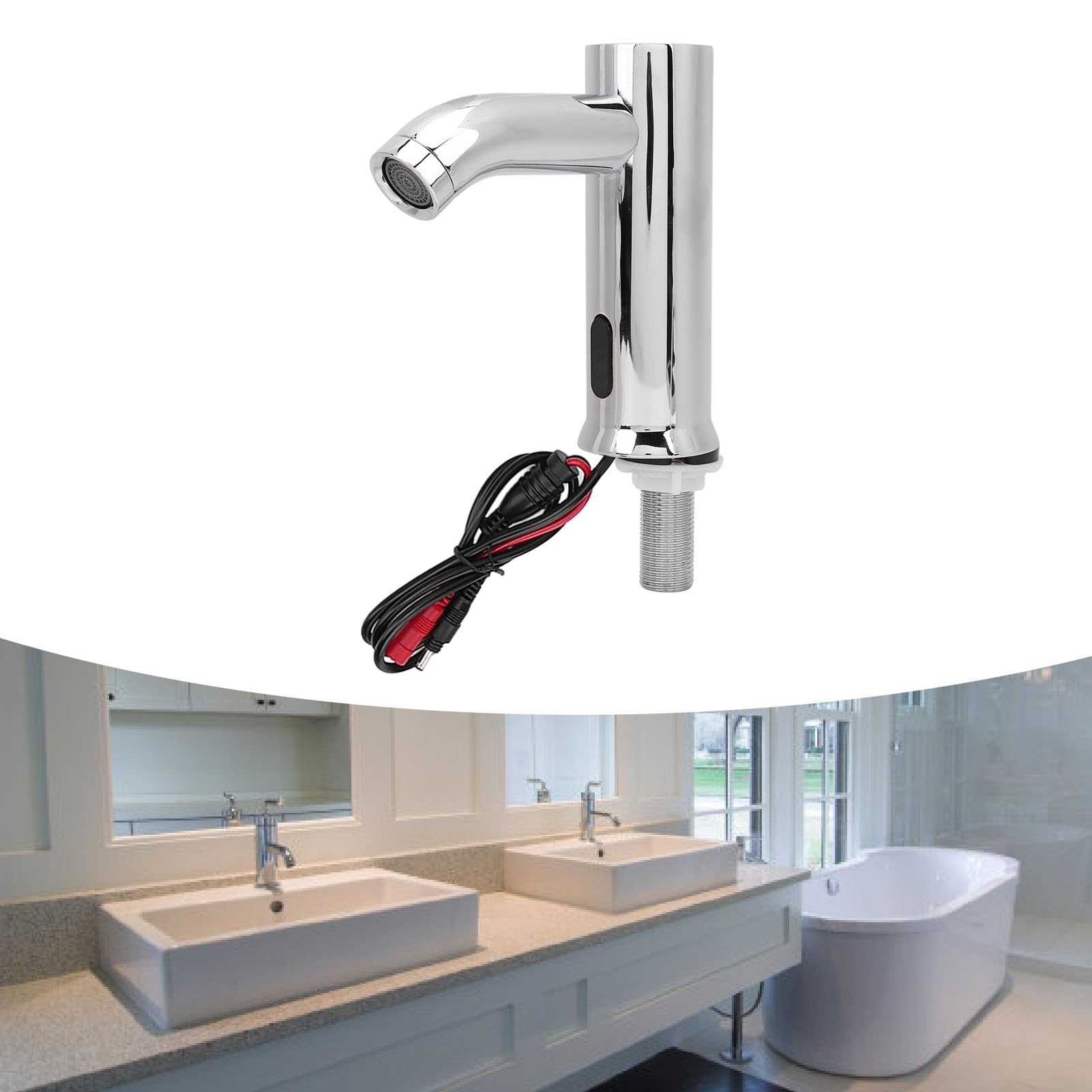 Ejoyous Rubinetto con Sensore Touchless Commerciale, Alimentato a Batteria Attivato Dal Movimento con Portata di Rilevamento di 10-15 Cm e 4 Batterie AA per Lavandino del Bagno Commerciale