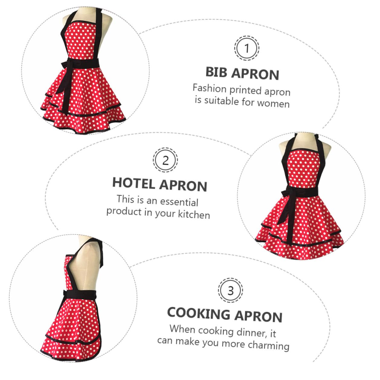 Toyvian Grembiule da Cucina Grembiule da Lavoro Donna in Cotone Doppio Strato e Design Ampio per Casa e Hotel