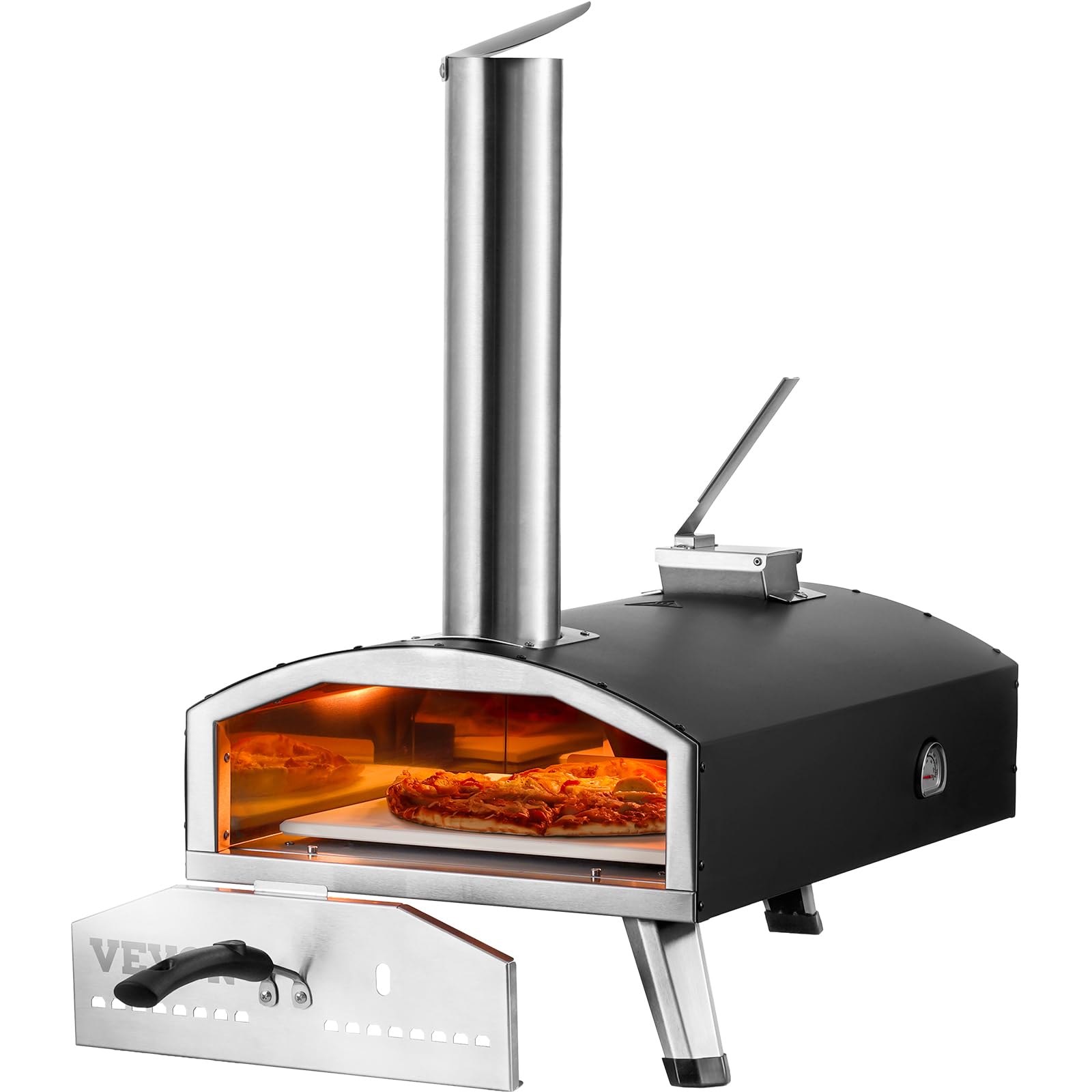 Outsunny 2-in-1 pizzaoven voor buiten, met pizzasteen, houtoven, pizzaschep, grilloven voor BBQ