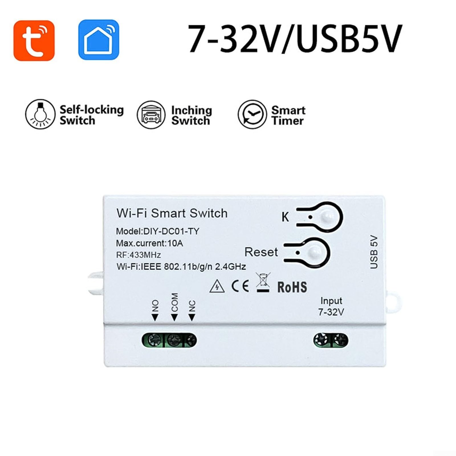 Interrupteur Intelligent USB 5 V Wi-FI pour Maison connectée, pour Appareil domotique, minuterie télécommandée avec Commande vocale et économie d'énergie