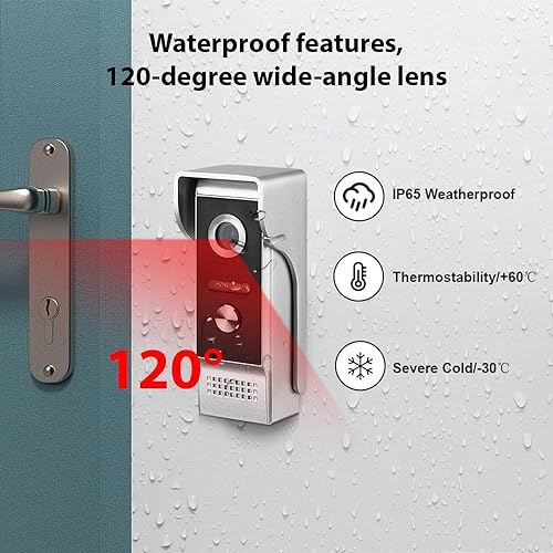 Miniatura 3 de Sistema de intercomunicación de video WiFi, cámara de timbre de video con monitor inalámbrico, cámara de visión nocturna y IR 1080P, pantalla táctil