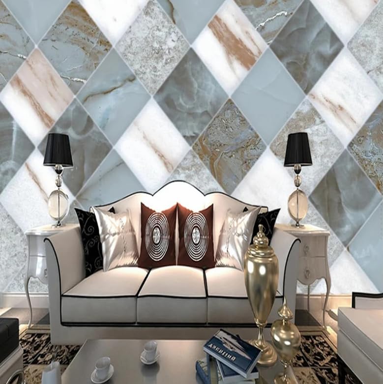 Papier peint géométrique effet marbre pour salon et chambre 350x256 cm