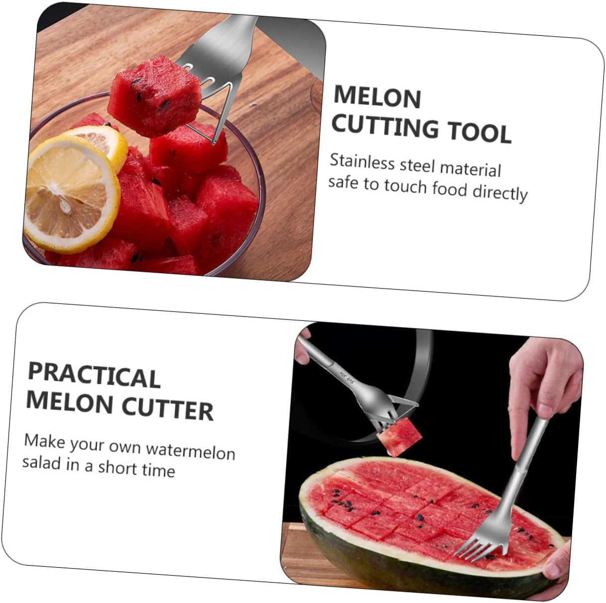 Garneck 3pcs Creative Watermelon Slicer and Fork Melon Cutting Tool for Quick Fruit Salad Preparation Wear-resistant Design for Cutting