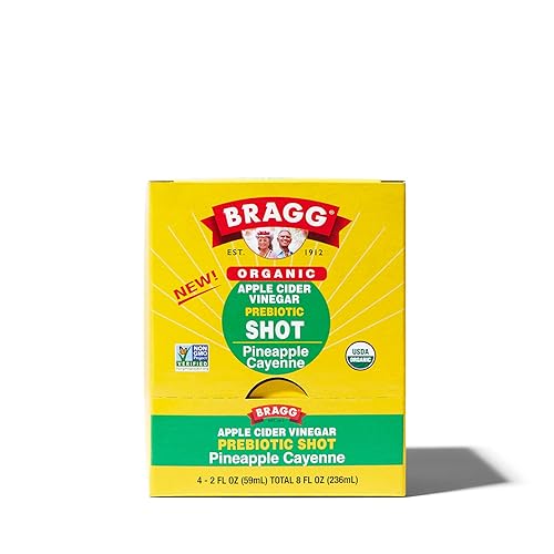 Miniatura 3 de Bragg Vinagre de sidra de manzana orgánico  2 onzas ACV  Certificado orgánico USDA piña cayena 2 onzas líquidas paquete de 4