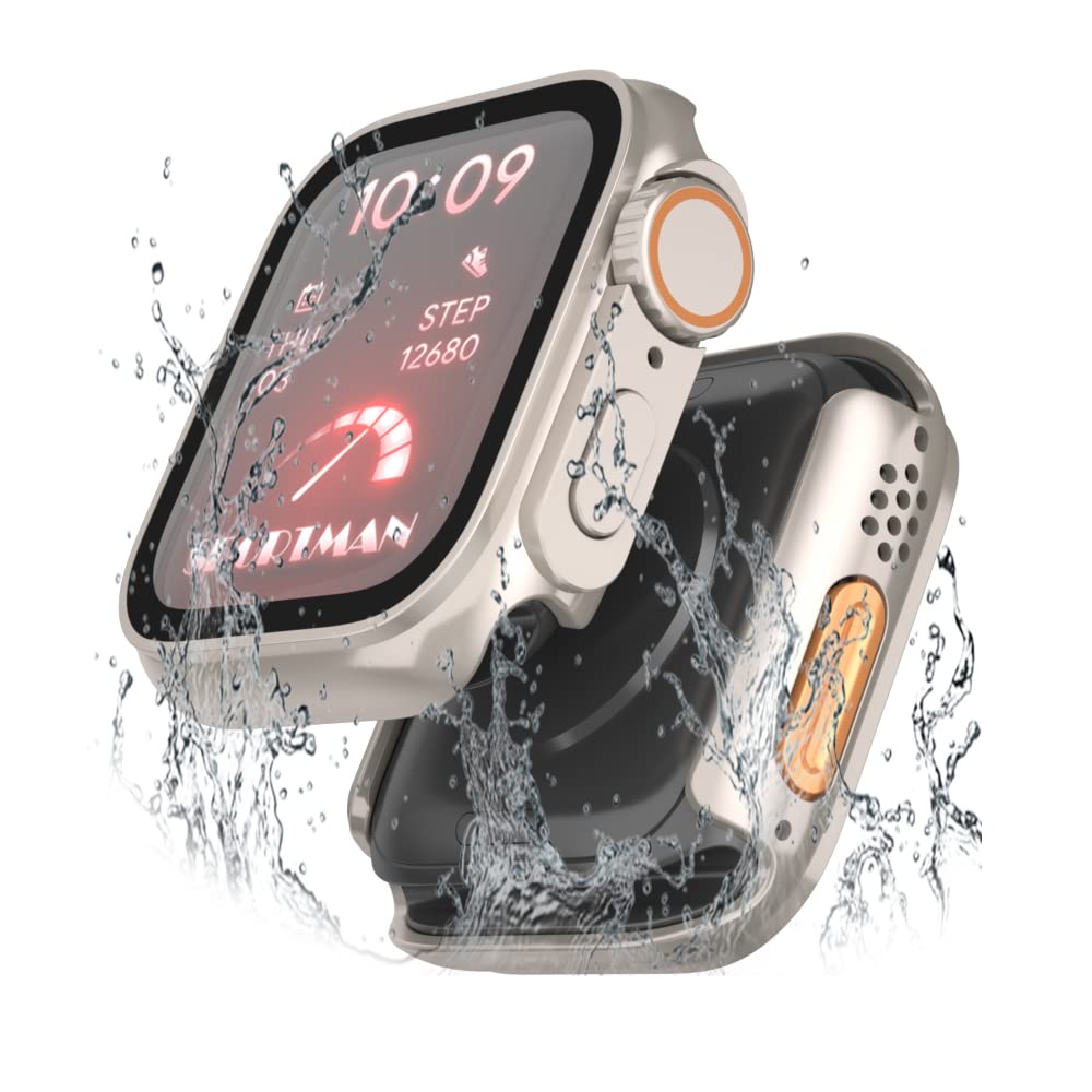 Waterproof Case Compatible with Apple Watch Series 9 8 7 6 5 4 SE/SE2 40mm 41mm 44mm 45mm[Turning into Ultra] Crown + Back Cover Full Protective Hard