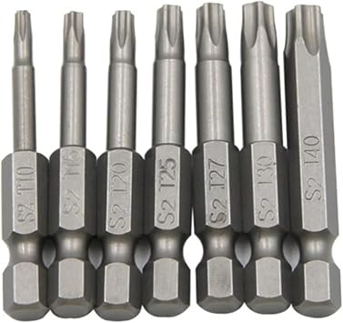 Star Drive Screwdriver Bits, 50mm 1/4 Hex Shank Five-Point for torx Bit for T10 for t15 for t20 for t25 for t30 T40 for Power Hand Drills Alloy Steel 1pcT40