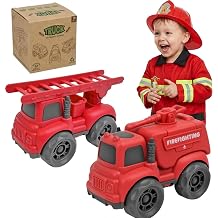 Drefirsa Toy Truck for Toddler 1-3, BPA Free, Toddler Firetruck for 1 2 3 4 Year Old Boy Girl as Birthday, Kid Toy for Indoor Outdoor Play, Dishwasher Safe, Recycled Plastic