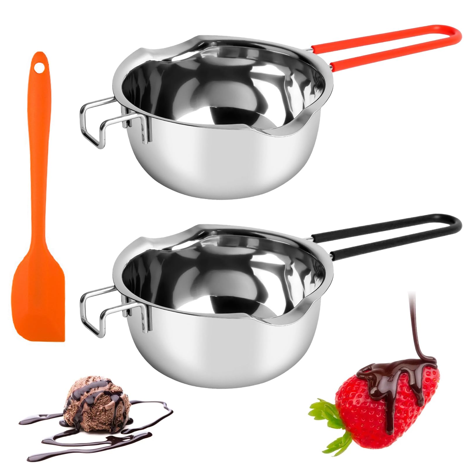 Pentola Per Fusione Cioccolato Geoyien 400ml - Crogiolo Inox Con Raschietto, Per Bagnomaria - Foto 2