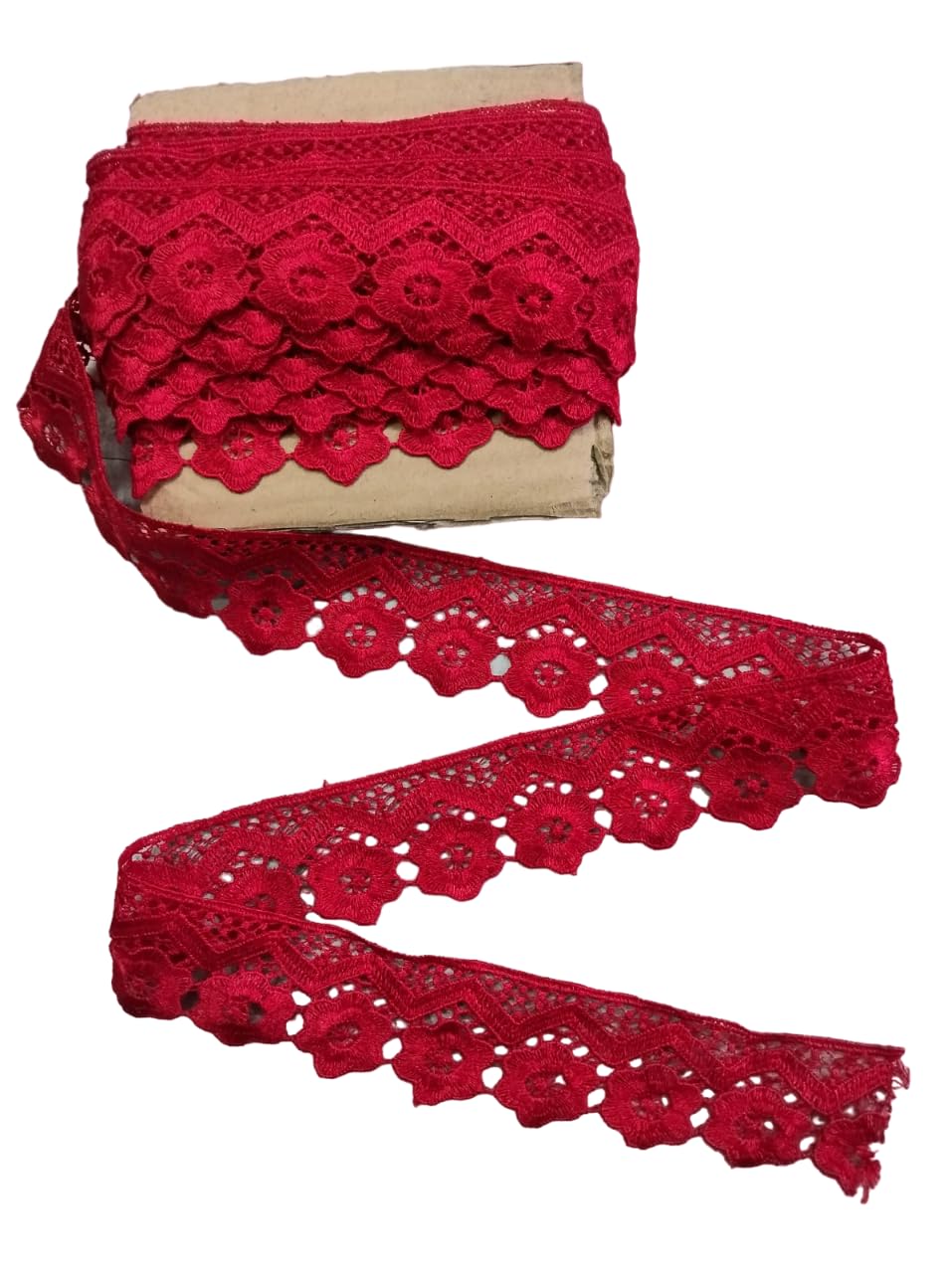 Wonder Star Cotton Floral Sunflower (Pack 9 Meters) Designer Lace Border for Dupatta, Saree, Lehenga, Plazo, Suit, Dress, Blouse, Curtain, Sewing, Craft & Much More (Red)-image-30