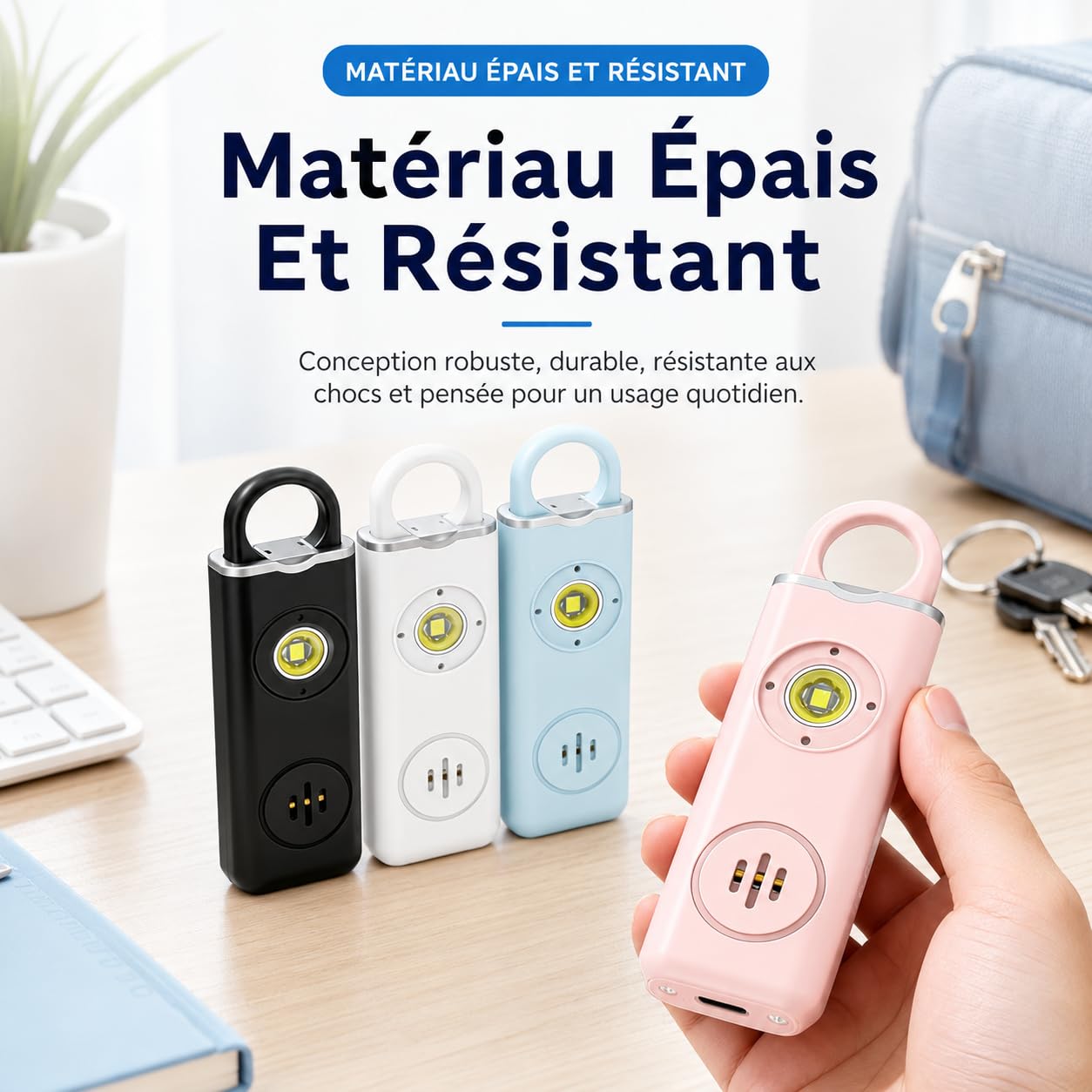 Version Améliorée Vigipulse Alarme De Poche 2026, Porte Clef Alarme Anti Agression avec Sirène Puissante Et Lumière LED, Sécurité Portable pour Femmes Hommes Enfants Personnes Âgées (Rose)
