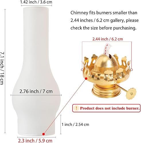 Miniatura 11 de Lámpara de aceite pequeña para chimenea, base de 2 1/8 pulgadas por 7 1/8 pulgadas de altura, pantalla de lámpara de queroseno, lámpara de huracán