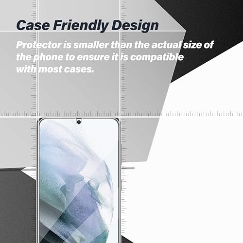 Miniatura 3 de Protector de pantalla de vidrio templado para Galaxy S21 + protector de lente de cámara [2 + 2 unidades] [compatible con fundas] [antiarañazos]