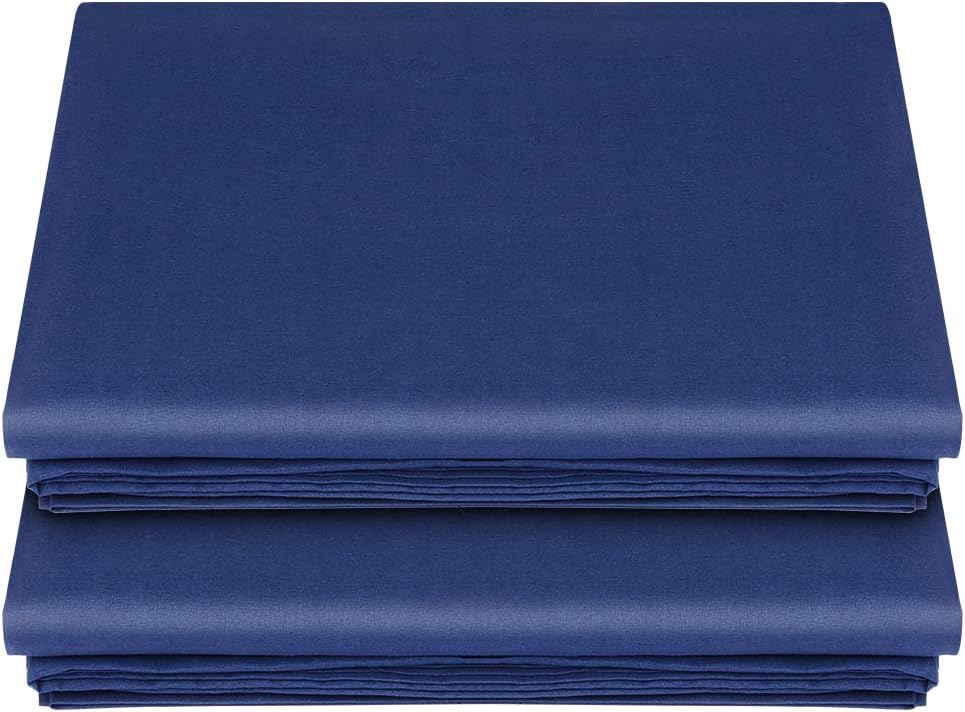 Lirex 2-Pack Queen Size Flat Sheet Set, Ultra-Soft Brushed 1800 Microfiber, Breathable & Wrinkle-Free, Machine Washable (Navy Blue)