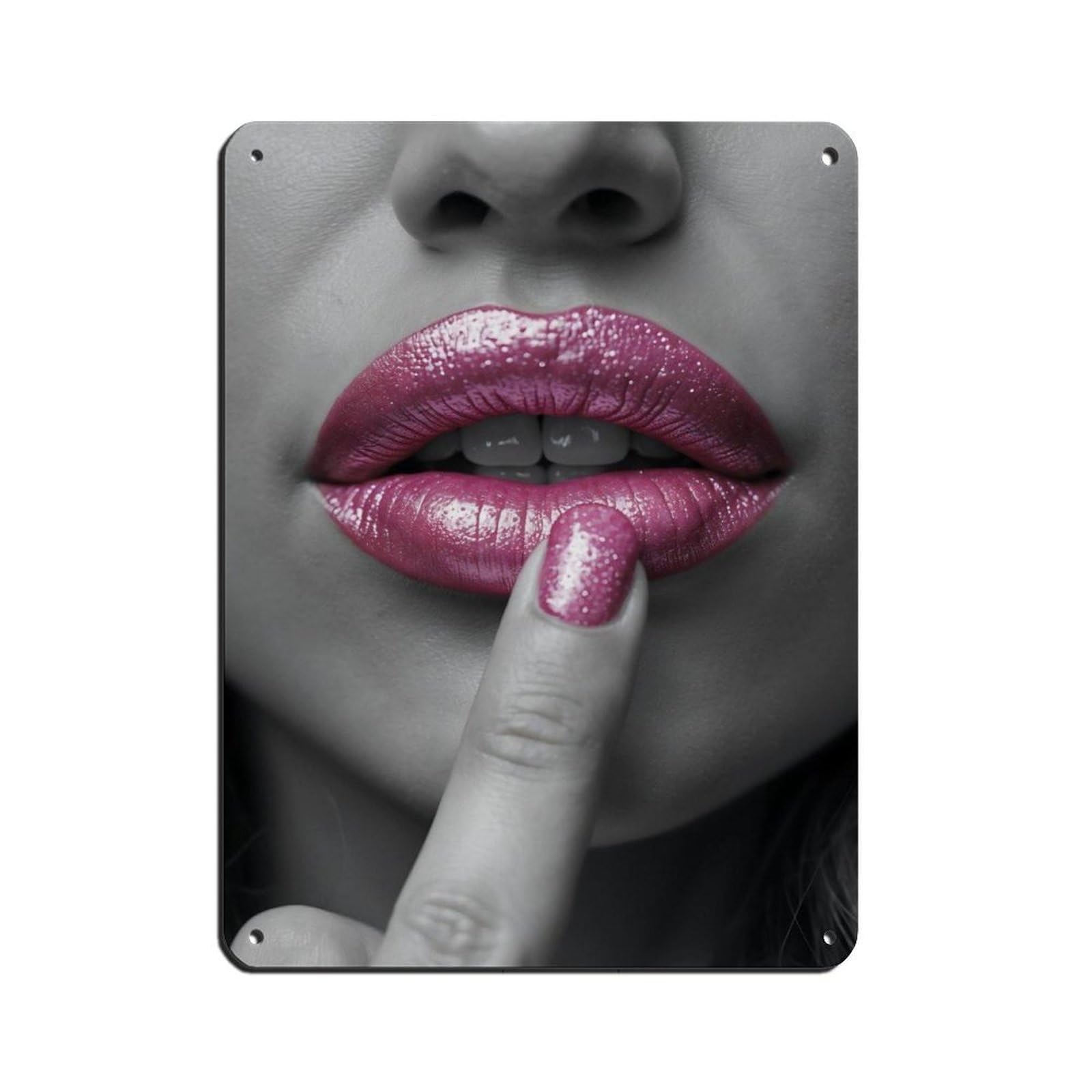 Glamorous Lip Art Stylish Pink Lips Retro Poster Metal Tin Sign Chic Art Retro Iron Painting Bar People Cave Cafe Family Garage Poster Wall Decoration 12x16inch(30x40cm)