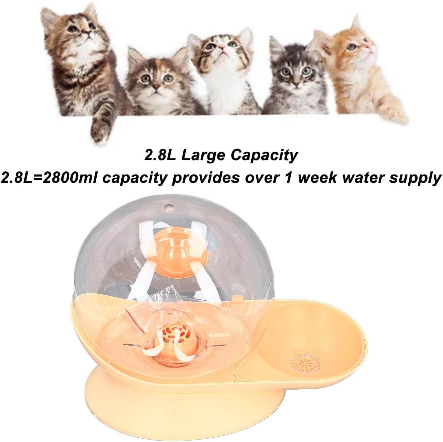 Ymiko 2.8L Automatic Cat Water Dispenser, Plastic Filter System, Snail Shape Design, Suitable for Dogs and Cats, Small and Light, Easy to Use, Automatic Gravity Pet Waterer with 2.8L