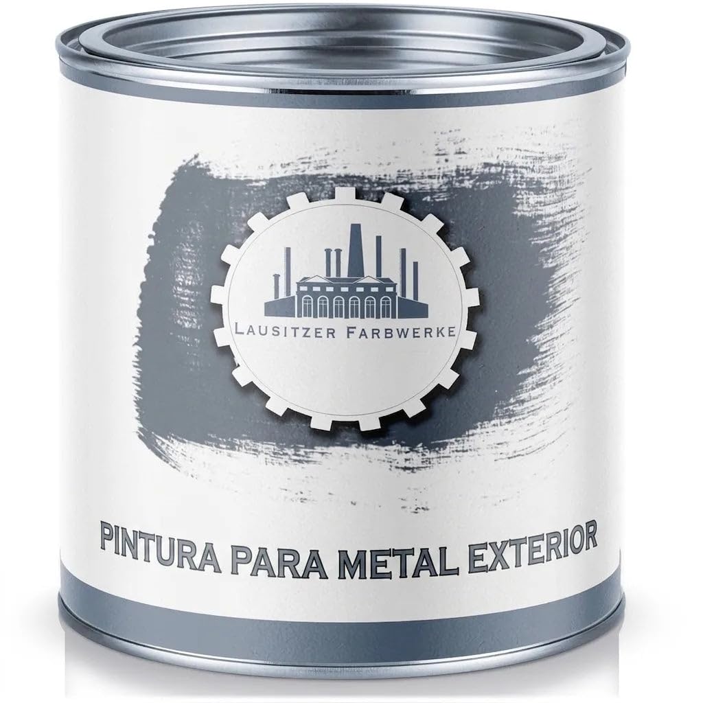 Pintura para metal exterior 3en1 satinado gris sombra RAL 7022 gris 3 en 1 olvídate de los productos antioxidantes pintura para metal esmalte metálico acero hierro zinc aluminio (2,5 L) Lausitzer Farb