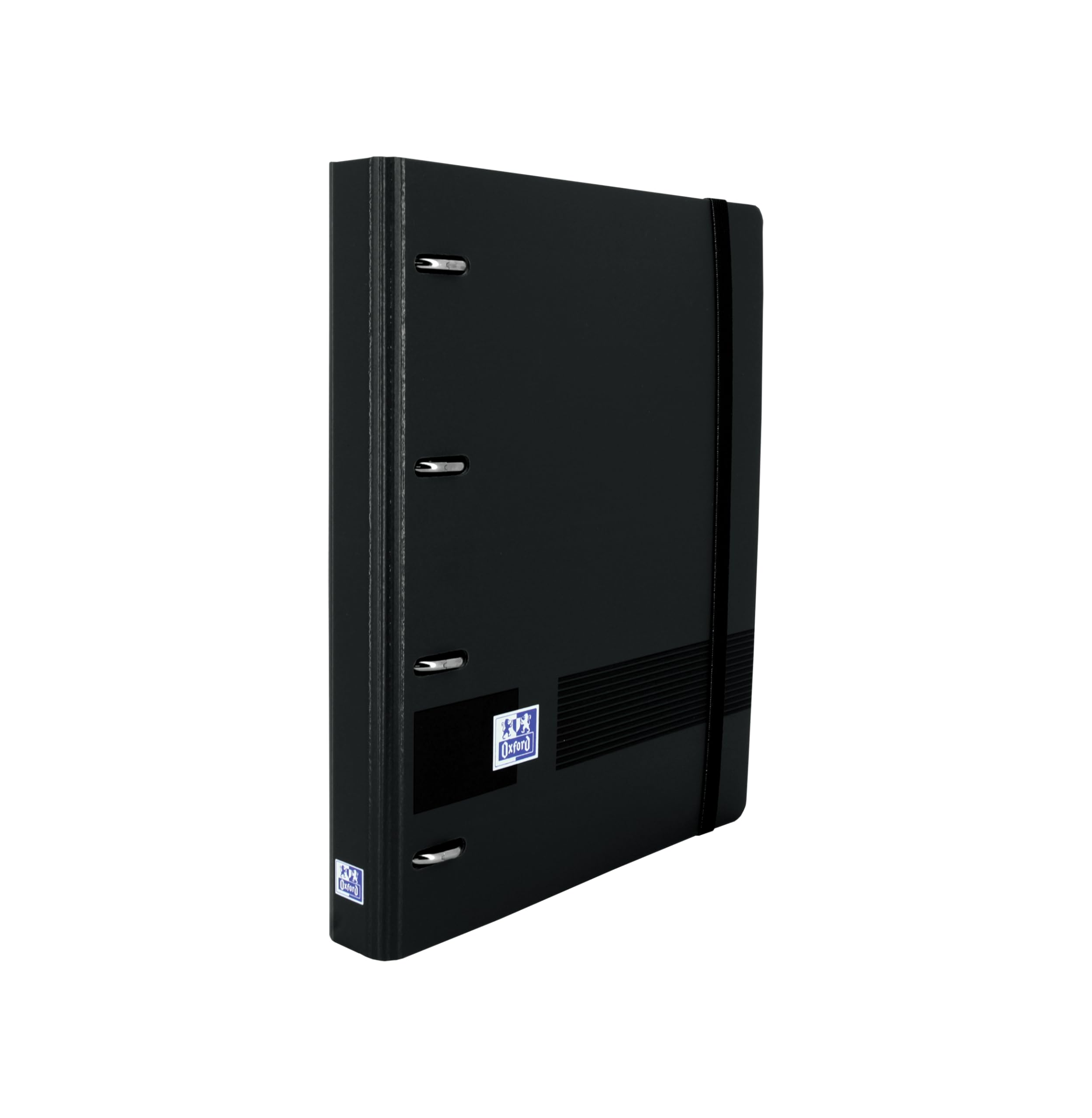 Oxford Live & Go, A5 4-Ring Binder with Polyfoam Plastic, Rubber Closure, Includes Dots Refill and Sticker Sheet, Black