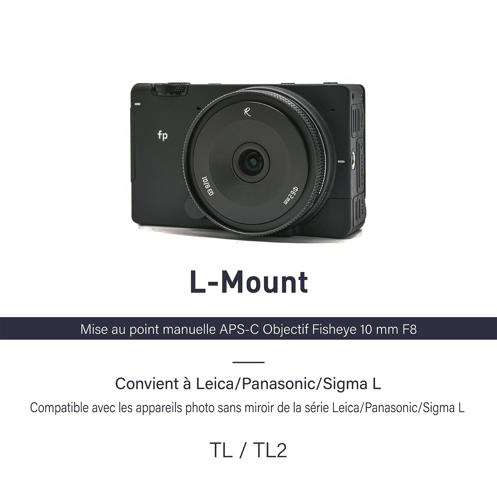AstrHori 10 mm F8 II ultraszerokokątna soczewka typu rybie oko, ręczny obiektyw APS C z lusterkiem filtrującym UV, kompatybilny z aparatami bezlusterkowymi Leica/Panasonic/Sigma L-Mount TL, TL2 itd