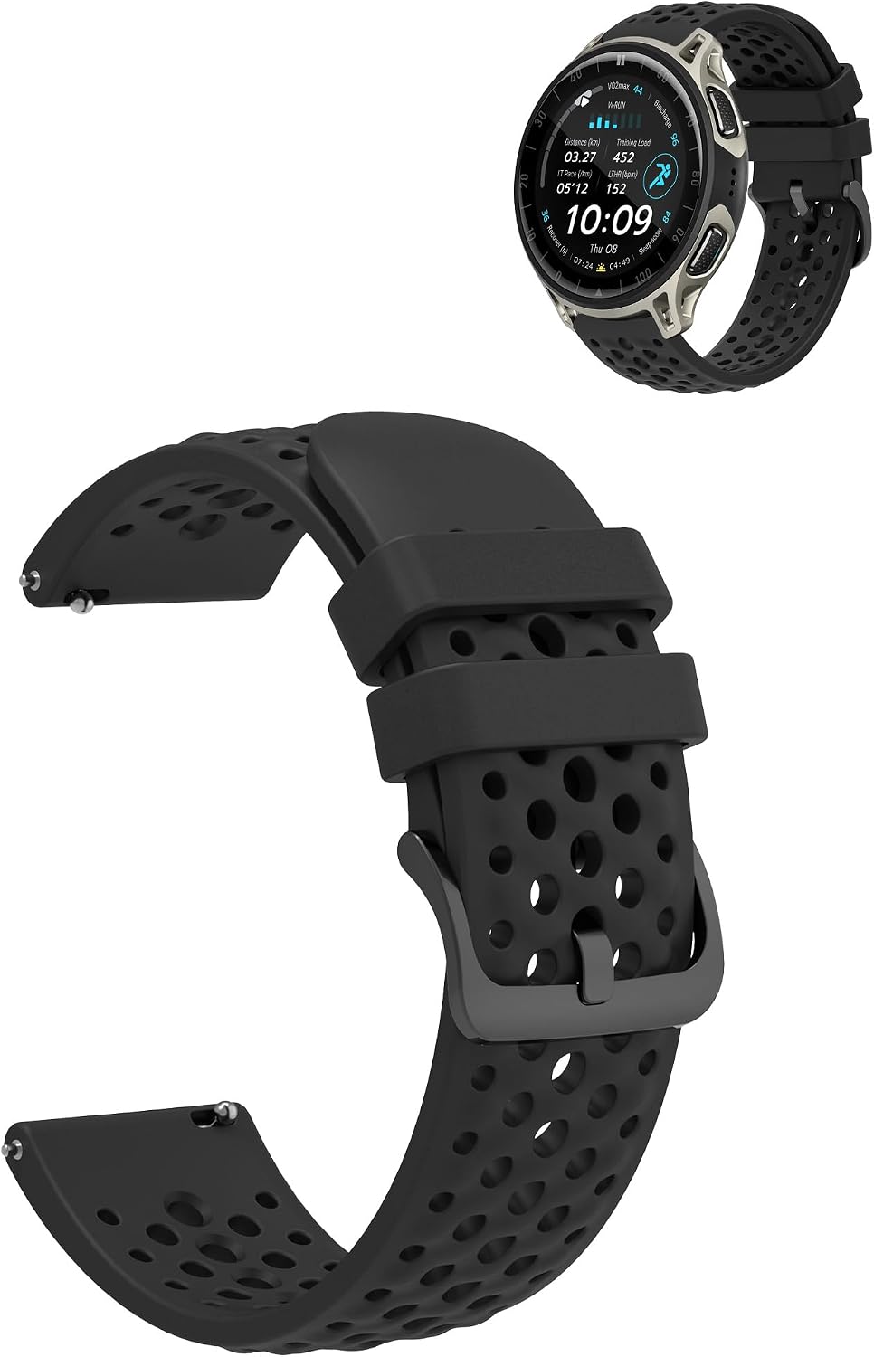 for Amazfit Cheetah 2 Pro 48mm Watch Band, Washable Silicone Breathable Sport Strap (Black)
