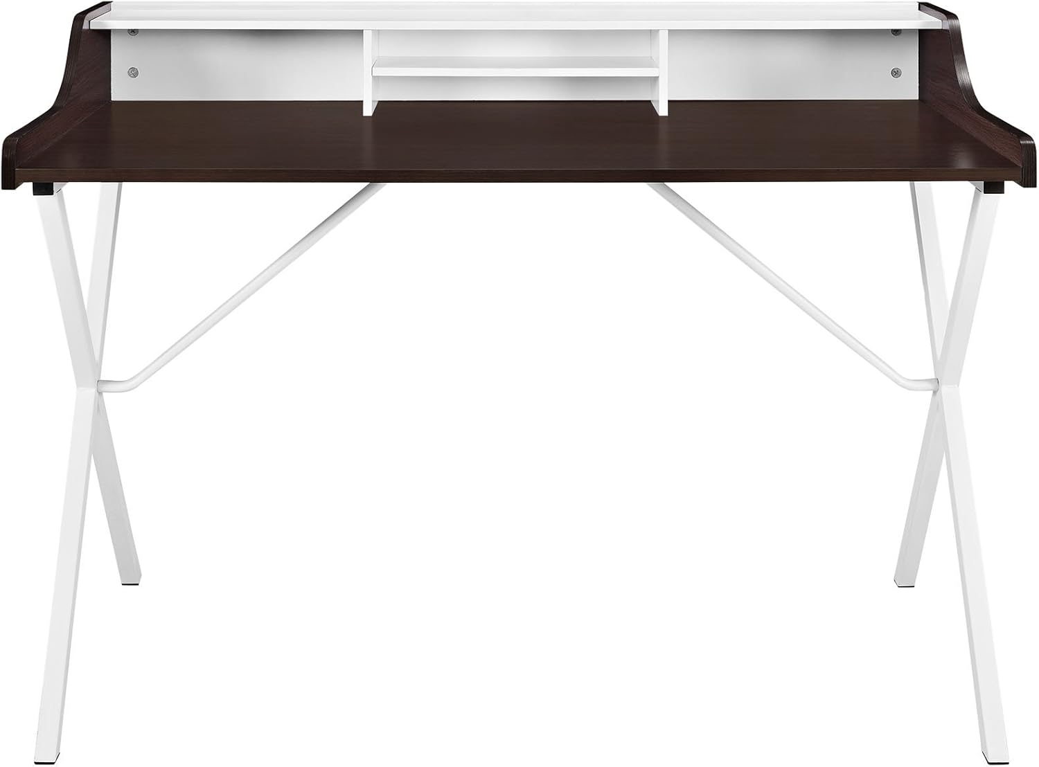 Mid-Century Modern Oak Computer Desk with Hutch and Drawer in Cherry