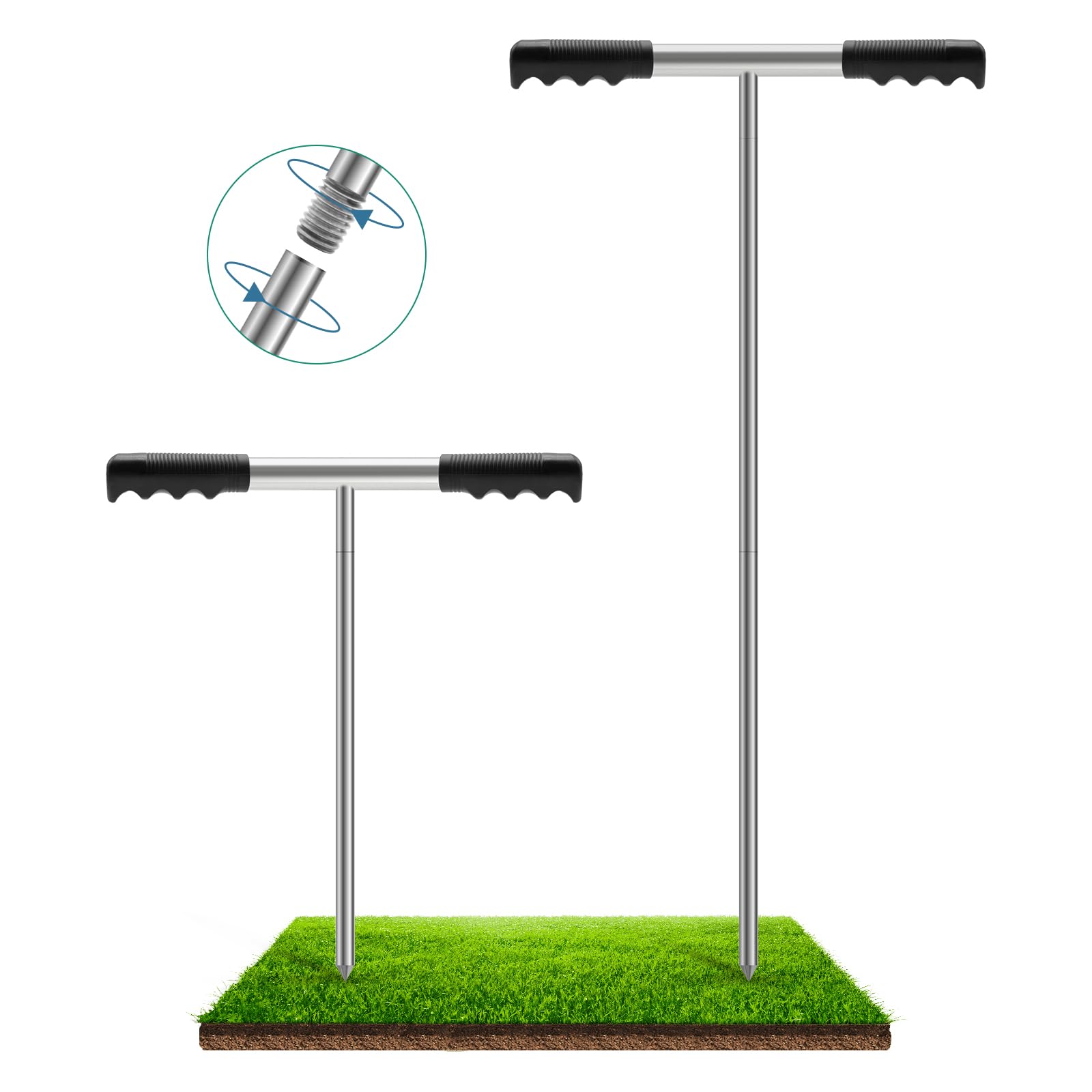 Buy Soil Probe Rod, 32"48'' Adjustable Ground Rod Tool with T Handle