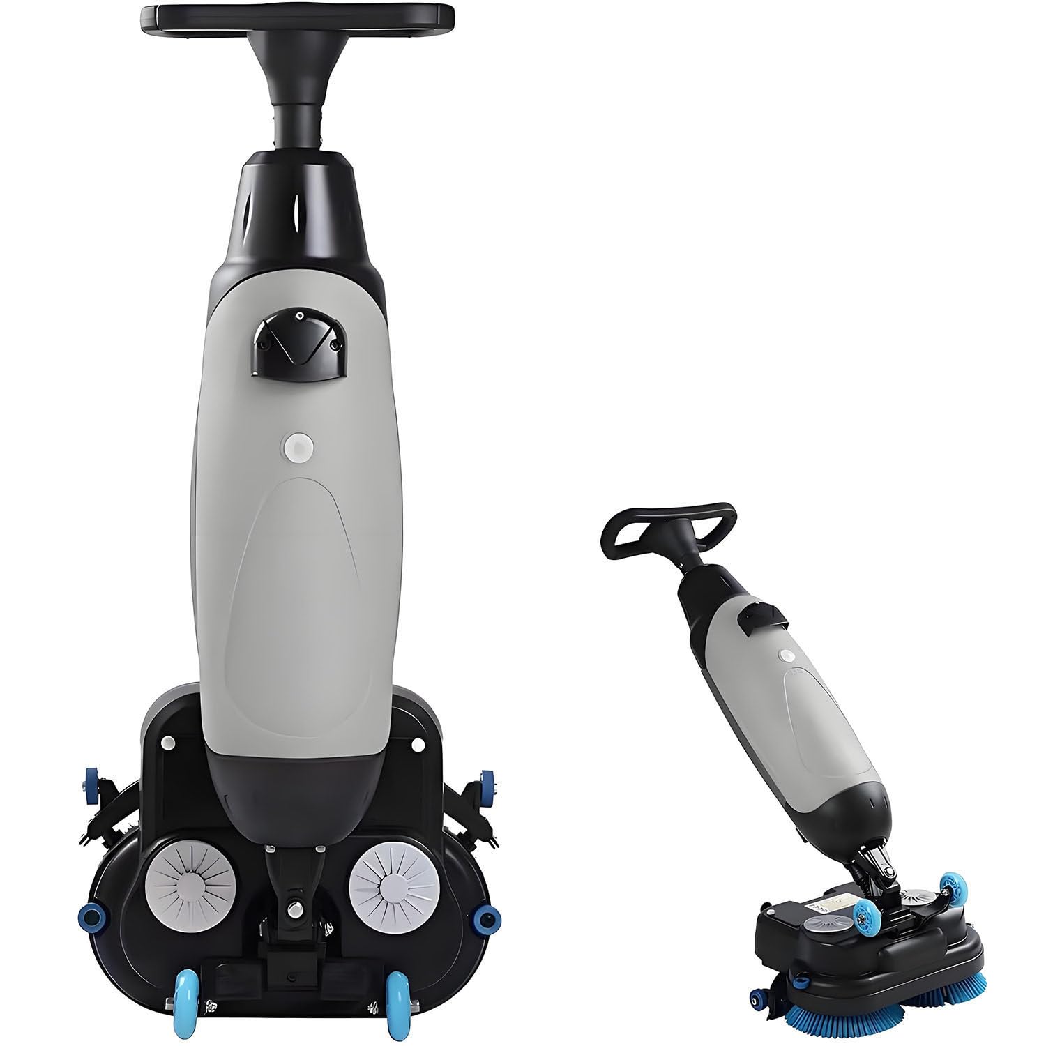 JozyJul Commercial Floor Scrubber Machine, Mini Floor Machine with 17" Cleaning Width, Rotary Double Brushes 360° Rotating Head Cleaning Capacity 13000 Sqft/H Grey