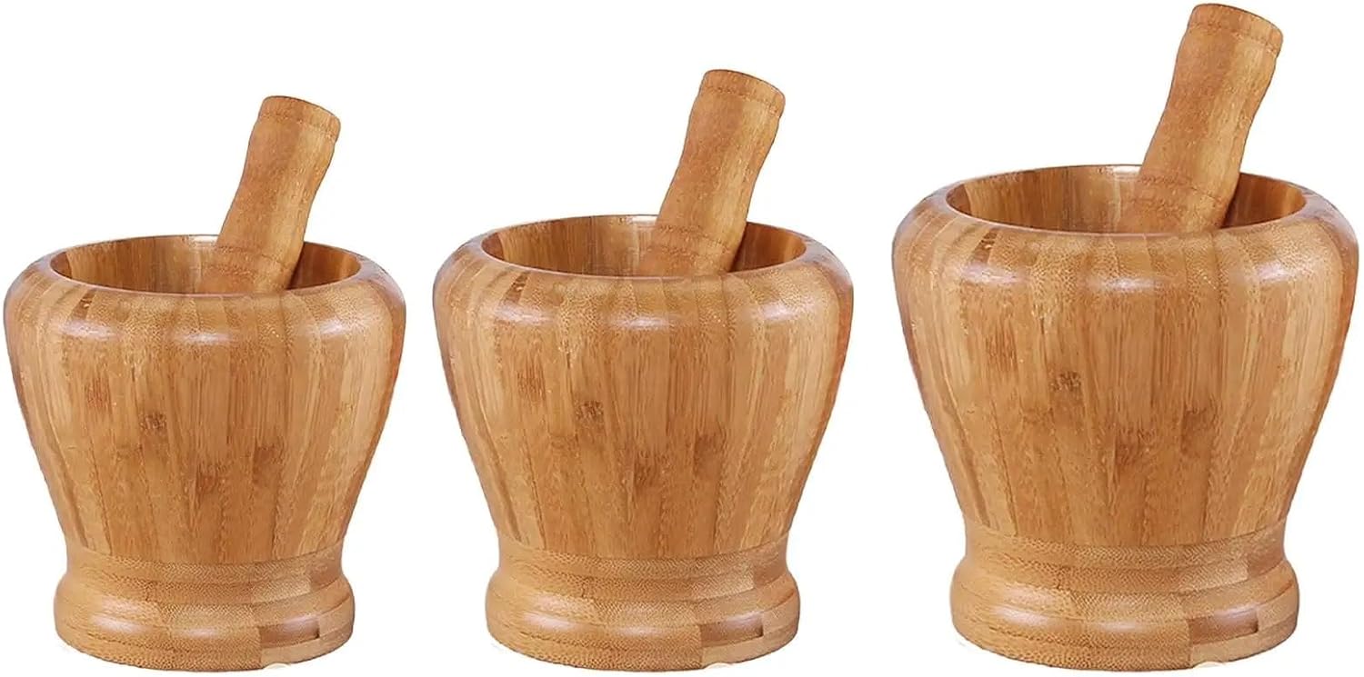 Pestle and Mortar Kitchen Wooden Set Garlic Press Wide Mouth Kitchen Essential