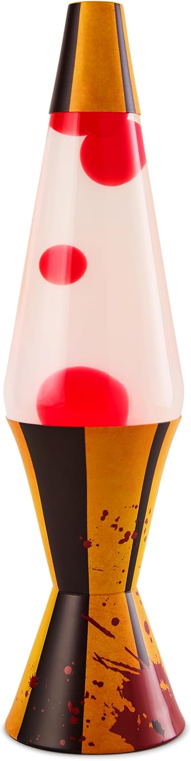 Spencer's 17 Inch Unfinished Business Lava Lamp | Black and Yellow Bloody Base | Clear Liquid | Red Wax | Home Décor | Lighting