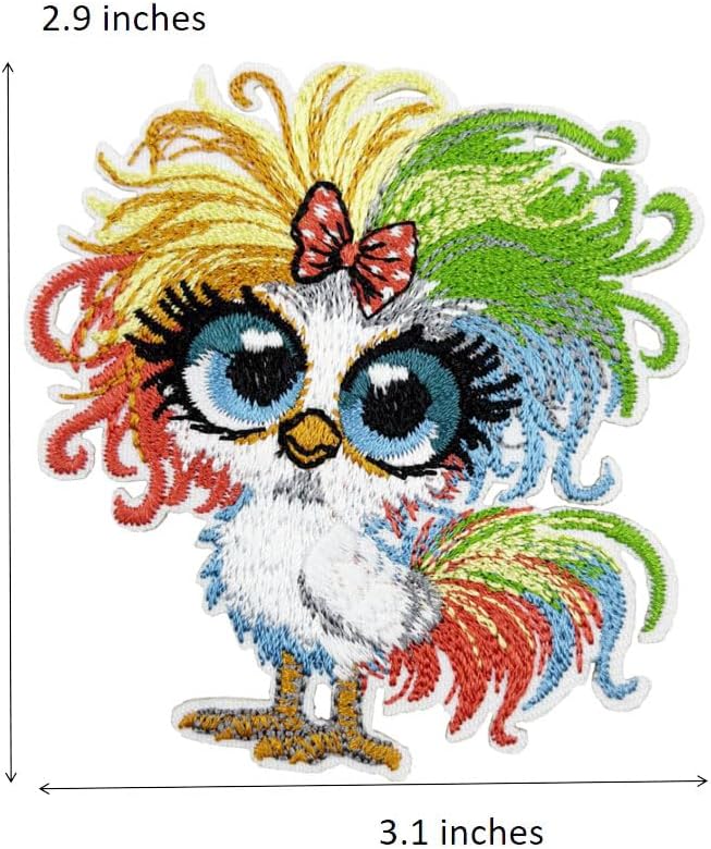 3'' Crazy Chicken Lady Gifts, Funny Crazy Chicken Embroidered Iron on Patch, Cute Applique for Chicks Night Out