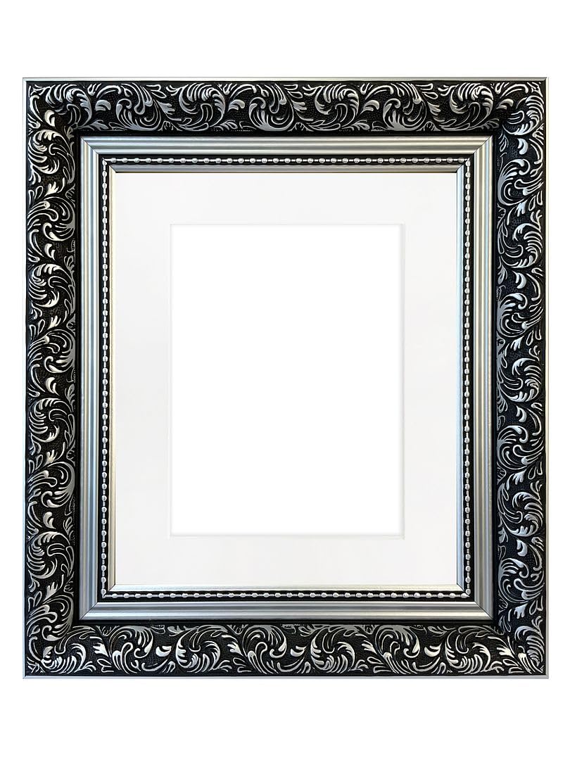FRAMES BY POST Large Dahlia Silver Picture Photo Frame with Ivory Mount 14 x 11 Image Size A4 โ image 1