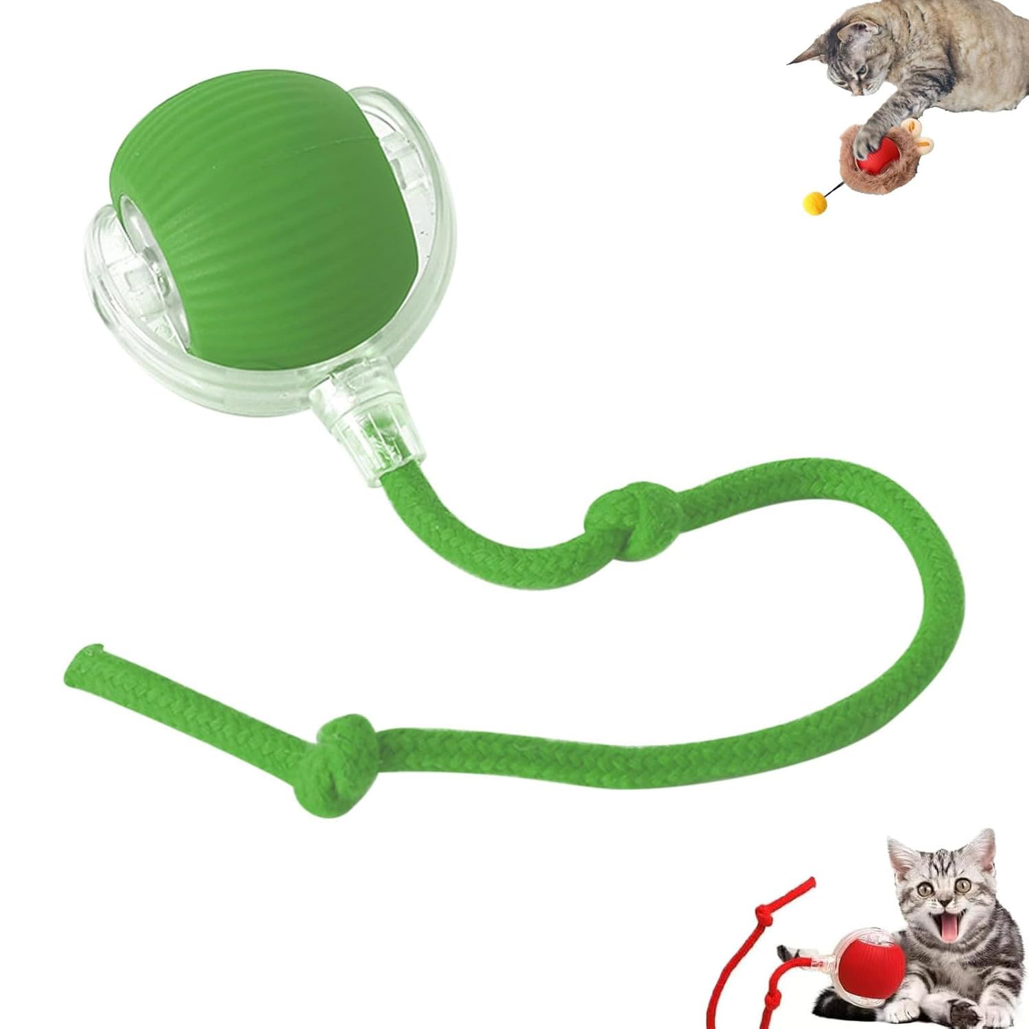 EagerMinds Pelota interactiva de juguete eléctrico automático para gatos de casa, Chewie Rolling Ball, juguete para gatos de movimiento irregular recargable (verde)