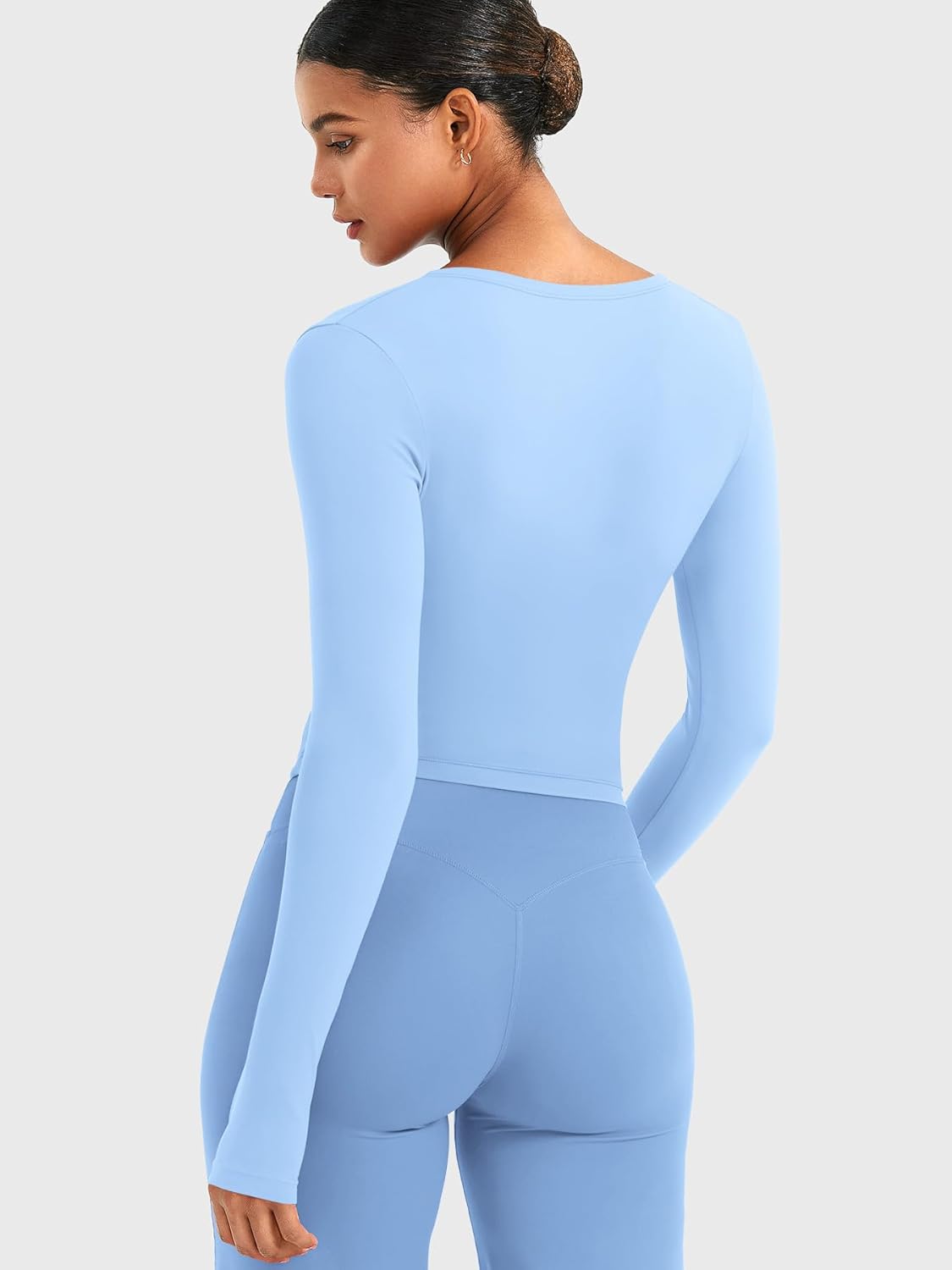 YEOREO Minniy Women Workout Wrap Top Long Sleeve with Thumb Holes V Neck Basic Shirts for Yoga Pilates Going Out Shrug Blouse - Image 4