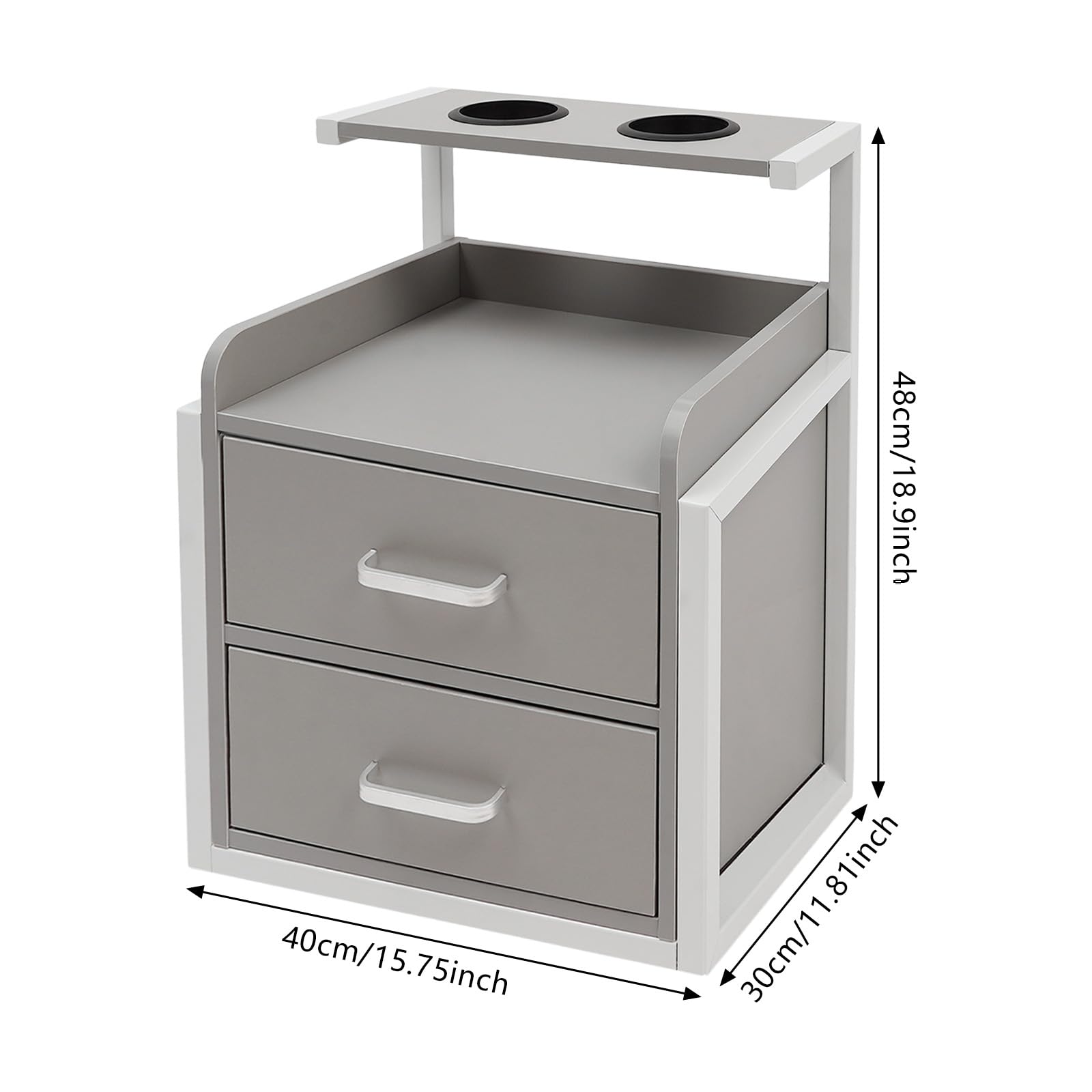 Mehrzweck Hängeschrank, Werkzeugschrank für Friseur, Salon Wandschrank mit Haartrockner-Halterung und Schubladen, Friseur Zubehör, Beauty Wandschrank, Nachttisch, 40 * 30 * 48cm (Weiß)