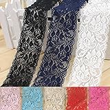 PUAK523 Elastische Spitzenborte, Vintage-Stil, Blumen-Spitzenband, Besatz, DIY-Handwerk, weich, schön, Spitzen-Nähband für Brautkleid, Hochzeitskleid, Rock, Kleidung, Dekoration (schwarz)