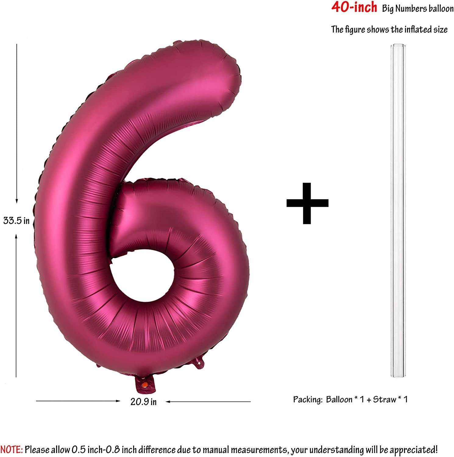 Red 0 balloon 40 Inch Giant Helium Foil Number 0 to 9 Red Balloon Birthday Wedding Party Digital Decorations (Number 0) — view 176