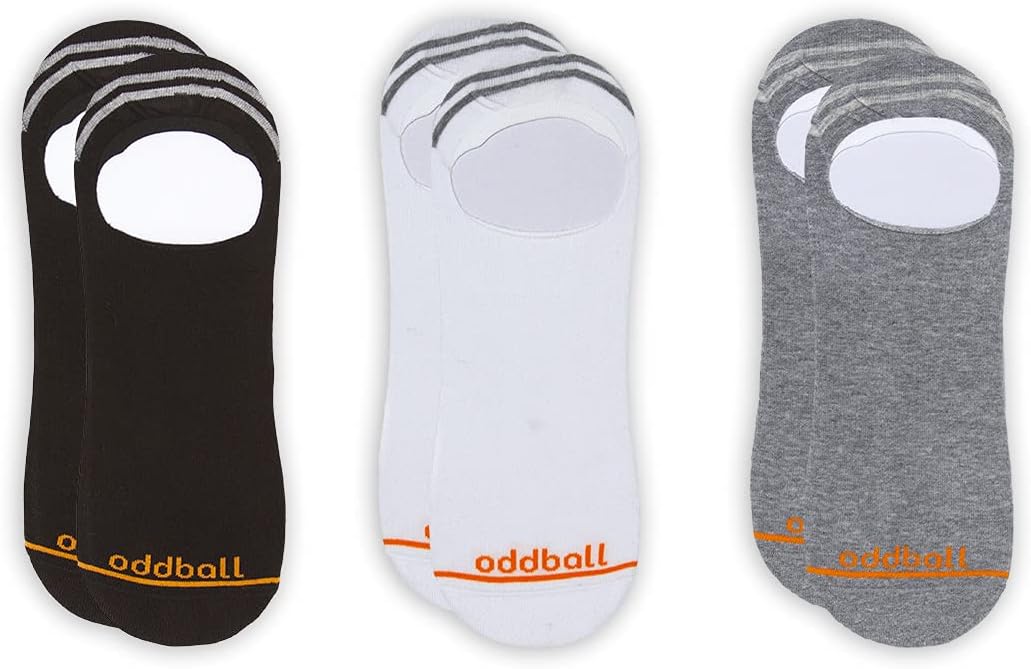 Oddball Men's Loafer No Show Socks – XXL Size 14–18 – 3-Pack Invisible, No-Slip Gel Heel, Ultra-Soft Cotton for Big Feet